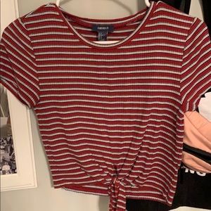 red and white striped crop top